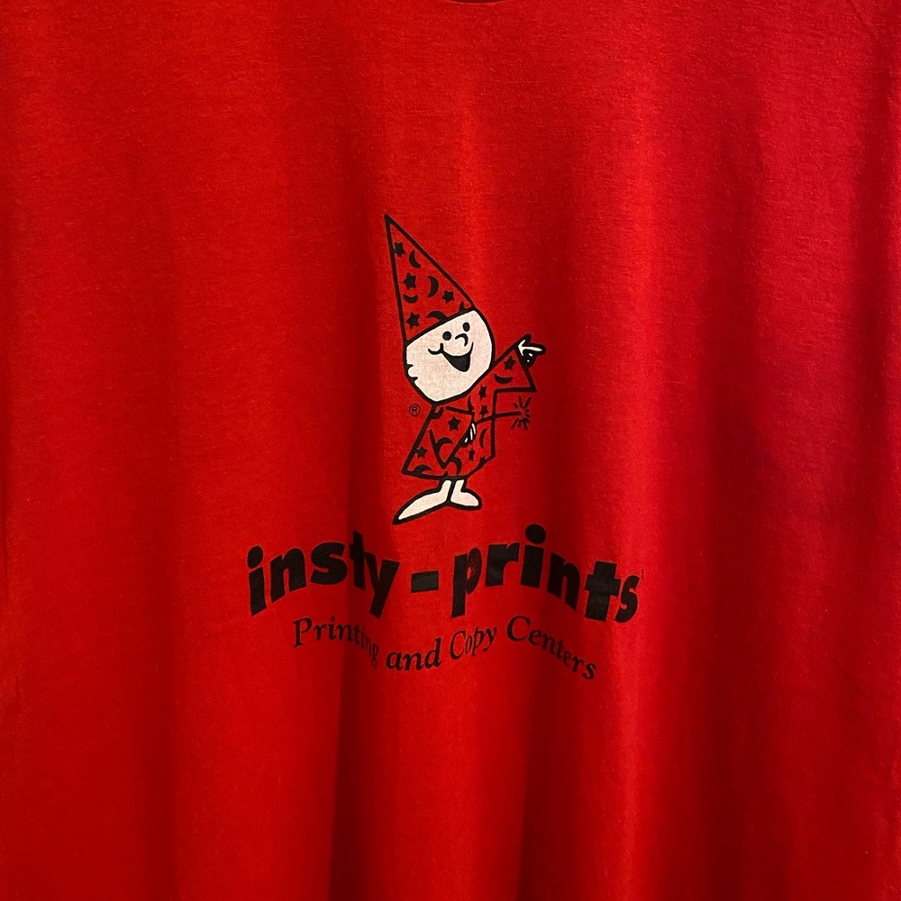 Vintage 80s Insty-prints Employee Promo Tee Red Screen Stars Best XL